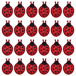 Красный 24 шт. полиэстеровые нитки для вышивки, приклеиваемые утюгом/пришиваемые нашивки, аппликации из ткани, коровка, красные, 70x48x1.5 мм