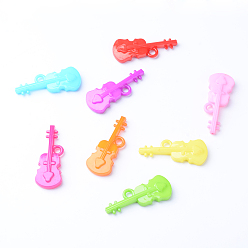 Mixed Color Opaque Acrylic Pendants, Violin, Mixed Color, 49.5x19x7mm, Hole: 4mm, about 170pcs/500g