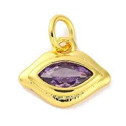 Сине-фиолетовый Латунь с микропокрытием, долговечный, без кадмия и без свинца, реальный 18 k позолоченный, Очарование лошадиных глаз, синий фиолетовый, 10x13x2.5 мм, отверстие : 3.5 мм