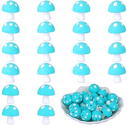 Бирюза 20шт грибные силиконовые фокусные бусины, изготовление ожерелий diy, бирюзовые, 18 мм, отверстие : 2 мм