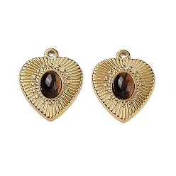 Сердце Ионное покрытие (ip) 304 подвески из нержавеющей стали, природные тигровые очарования, реальный 18 k позолоченный, сердце, 23x19x5 мм, отверстие : 1.5 мм