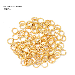 Настоящее золото 18K 100 шт. 304 открытые соединительные кольца из нержавеющей стали, круглые, реальный 18 k позолоченный, 24 датчик, 3x0.5 мм, внутренний диаметр: 1.8 мм