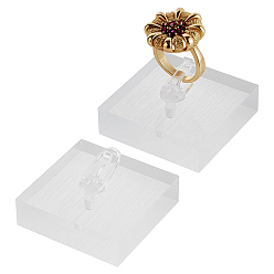 White Acrylic Single Ring Display Stands, Jewelry Holder for Ring Display, Square, White, 4x4.05x2.4cm