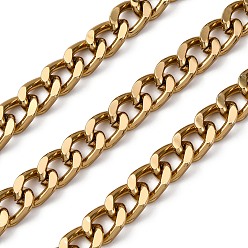 Золотой Оксидированные алюминиевые кубинские звенья цепи, с катушкой, несварные, золотые, 12.5x8.5x2.5 мм, около 82.02 футов (25 м) / рулон