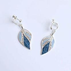 Платина Клипсы из эмали и сплава, с кристально горный хрусталь, лист, платина, 70 мм