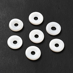 White Natural Freshwater Shell Beads, Donut/Pi Disc, White, 12x2.5mm, Hole: 3.5mm