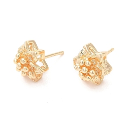 Real 18K Gold Plated & Gunmetal Brass Studs Earrings, Flower, Real 18K Gold Plated & Gunmetal, 9x11mm