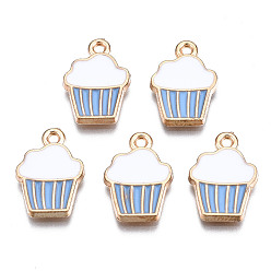 Васильковый Подвески из эмали и сплава, кекс, золотой свет, васильковый, 16x11x2 мм, отверстие : 1.4 мм