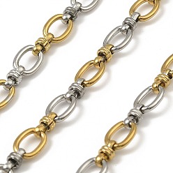 Золотой & Цвет Нержавеющей Стали 304 цепи овальные из нержавеющей стали, несварные, с катушкой, ионное покрытие (ip), золотые и нержавеющая сталь цвет, 9x6.5x1.5 мм, 10 м / рулон
