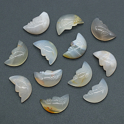 Серый агат Резьба по лицу полумесяц натуральный серый агат украшения дисплея, украшение дома, 26x15x7 мм