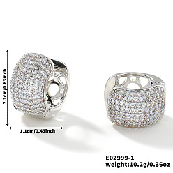 Серебро Латунные серьги обруча, круглые, со стразами, серебряные, 21x11 мм