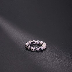 Далматинских Джаспер Эластичные кольца из натуральной далматинской яшмы, круглые, бусины : 4 мм, внутренний диаметр: регулируемый