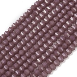 Серо-розавый Стеклянные бусины, имитация нефрита , рондель, граненые, увядшая роза, 5x6x5 мм, отверстие : 1.2 мм, около 98 шт / нитка, 17.32'' (44 см)