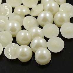 White Acrylic Shank Buttons, 1-Hole, Dyed, Spray Painted, Half Round/Dome, White, 12x4mm, Hole: 2mm