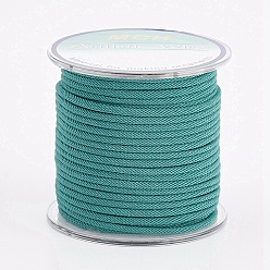 Light Sea Green Round Polyester Cords, Milan Cords/Twisted Cords, with Random Spools, Light Sea Green, 2.5mm, about 10.93 yards(10m)/roll