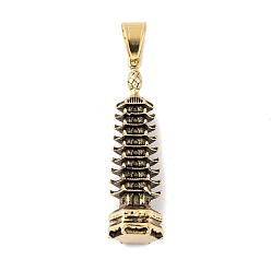 Antik Golden 304 Edelstahl große Anhänger, Pagoden-Charme, Antik Golden, 52.5x14.5x13 mm, Bohrung: 10x6 mm