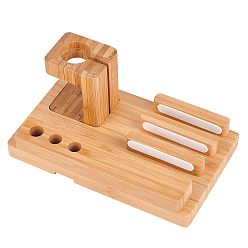 BurlyWood Wood Desktop Stand, Tablet Bracket Docking Holder Charger, for Phone Charging Station, BurlyWood, 185x110x78mm