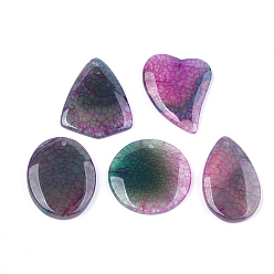 Огненный Агат Подвески из натурального огненного агата, окрашенные, разнообразные, 42~48x29.5~42x6~7 мм, отверстие : 1.2 мм