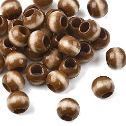 Светло-коричневый Непрозрачный акрил европейского бисера, рондель, большое отверстие шарик, два тона, загар, 13.5~14x11 мм, отверстие : 6.5 мм