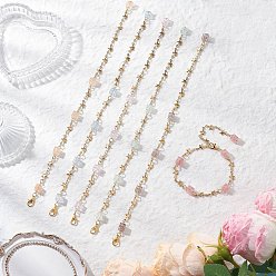 (52) Непрозрачная лаванда 6 шт. 6 цвета 304 браслеты из нержавеющей стали со звездообразными звеньями для женщин, с бисером треск стекла, разноцветные, 7-5/8 дюйм (19.5 см), 1 шт / цвет