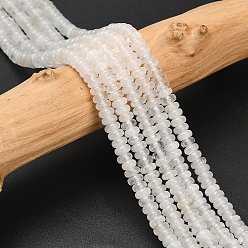 Rondelle Природных кристаллов кварца бисер нитей, горного хрусталя, рондель, рондель, 4x1.5 мм, отверстие : 0.7 мм, около 155 шт / нитка, 14.96'' (38 см)