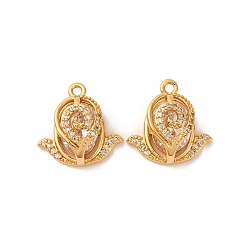 Настоящее золото 18K Латунные микро проложить кубического циркония подвески, , долговечный, без никеля , реальный 18 k позолоченный, 15x15.5x7 мм, отверстие : 1.4 мм