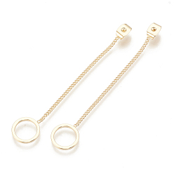 Real 18K Gold Plated Brass Ear Nuts, Friction Earring Backs for Stud Earrings, Ring, Nickel Free, Real 18K Gold Plated, 62x10x1mm, Hole: 0.8mm
