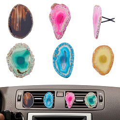 Натуральный Агат 5шт. клипсы для воздуховодов автомобиля из натурального агата, внутренняя отделка автомобиля, с магнитным ферромарганцевым железом и пластиковым зажимом, 40x30~45 мм