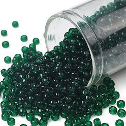 (939) Transparent Green Emerald TOHO Round Seed Beads, Japanese Seed Beads, (939) Transparent Green Emerald, 8/0, 3mm, Hole: 1mm, about 222pcs/bottle, 10g/bottle