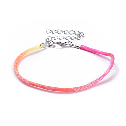 Разноцветный Нейлона шнур браслеты, с застежками из лобстера из цинкового сплава и железными цепями-удлинителями, красочный, 7-1/4 дюйм ~ 7-3/4 дюйм (18.5~19.7 см)