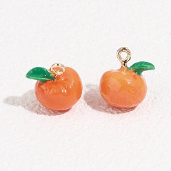 Оранжевый Эмалевые подвески из фруктового сплава, золотые, оранжевые, 13.5x12x10.5 мм, отверстие : 1.4 мм