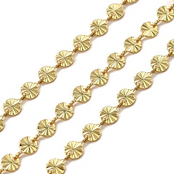 Настоящее золото 18K Латунные текстурированные плоские круглые звенья цепи, стойки покрытие, без кадмия и без свинца, долговечный, пайки, с катушкой, реальный 18 k позолоченный, 8x5x0.5 мм