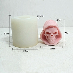 Blanc Moules à bougies en silicone de qualité alimentaire, crâne d'halloween, bricolage, moules à bougies d'aromathérapie, Moules de fabrication de bougies parfumées, sculpture de portrait, blanc, 8.5x8x8.7 cm