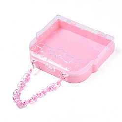 Pink Polystyrene Plastic Bead Containers, Candy Treat Gift Box, for Wedding Party Packing Box, Bag Shapes, Pink, 13.5x13.7x3.5cm, Hole: 61x94mm, compartment: 116x129mm