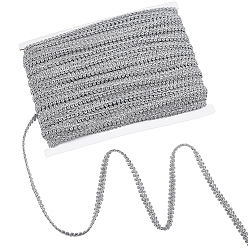 Серебро Кружевная отделка из полиэфирного волокна, для одежды, швейных принадлежностей, серебряные, 3/8 дюйм (10.5 мм)