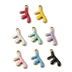 Другие 304 из нержавеющей стали шармы эмали, золотые, разноцветные, коралл, 13x7x2 мм, отверстие : 1 мм