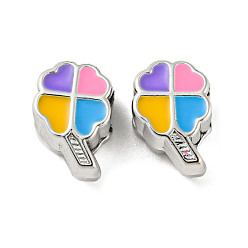 Клевер Ccb пластик большой отверстие бисер, с эмалью, клевер, 13x8x6.5 мм, отверстие : 4 мм