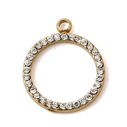 Ring 304 подвески из нержавеющей стали, со стразами, ионное покрытие (ip), кольцо, 18x15x2.5 мм, отверстие : 1.8 мм