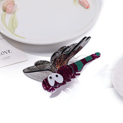 Темно-Красный Заколки для волос с когтями из ацетата целлюлозы (смола), стрекоза, темно-красный, 111x88x65 мм