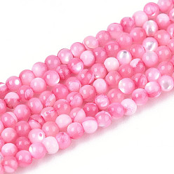 Ярко-Розовый Нити бусин из окрашенных натуральных ракушек трохид/трохус, круглые, ярко-розовый, 2x1.7 мм, отверстие : 0.3 мм, около 225~229 шт / нитка, 15.04~15.35'' (38.2~39 см)
