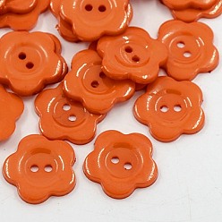 Темно-Оранжевый Акриловые швейные пуговицы, для одежды , пластиковые пуговицы , 2-луночное, окрашенные, цветок Wintersweet, темно-оранжевый, 22x2 мм, отверстие : 2 мм