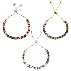 (52) Непрозрачная лаванда 3 шт. 3 цвета латуни, бисер, кубический цирконий, браслеты-слайдеры для женщин, прямоугольные, разноцветные, внутренний диаметр: 1-1/2~2-1/2 дюйм (3.8~6.2 см), 1 шт / цвет