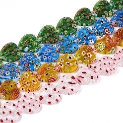 (52) Непрозрачная лаванда Ручной работы тысячецветник стеклянные бусины нитки, сердце, разноцветные, 17~18x17.5x4~4.5 мм, отверстие : 0.8 мм, около 21~22 шт / нитка, 13.78~14.37'' (35~36.5 см)