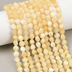 Желтый Нефрит Естественный желтый нефрит бисер нитей, граненые, твист, 6~6.5x5x5 мм, отверстие : 1 мм, около 58~61 шт / нитка, 14.17''~14.69'' (36~37.3 см)