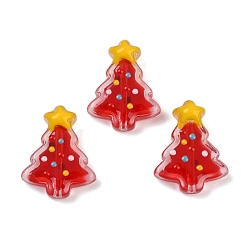 Красный Прозрачные стеклянные эмалевые бусины, Рождественские елки, красные, 18x15x7 мм, отверстие : 1.2 мм