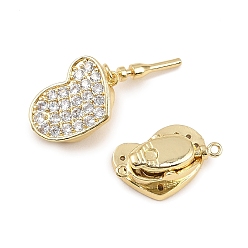 Настоящее золото 18K Застежки-коробочки из латуни с микропаве из прозрачных кубических цирконий, долговечный, стойки покрытие, без свинца и без кадмия, 1 нитей, 2-луночное, реальный 18 k позолоченный, 12.5x19.5x7.5 мм, отверстие : 1.2 мм