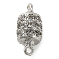 Серебро Подвески-подвески с полыми колоннами из латуни с микропаве из прозрачного кубического циркония, без свинца и без кадмия, серебряные, 16.5x7.5 мм, отверстие : 1.4 мм