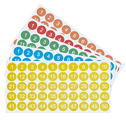 (52) Непрозрачная лаванда Бумажные стикеры, круглый с числовым рисунком, разноцветные, 130x66x0.1 мм, 5 цветов, 10 листов / цвет, 50 листов