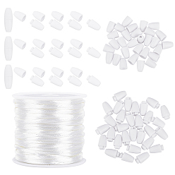 Белый Силиконовые ожерелья из резины своими руками, изготовление комплектов, с 30 набором пластиковых отрывных застежек и 10 m круглой нейлоновой плетеной нитью, белые, 2 мм