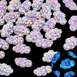 Violet 35pcs perles acryliques irisées arc-en-ciel placage uv, deux tons, raisin, violette, 25x16x14mm, Trou: 3.7mm